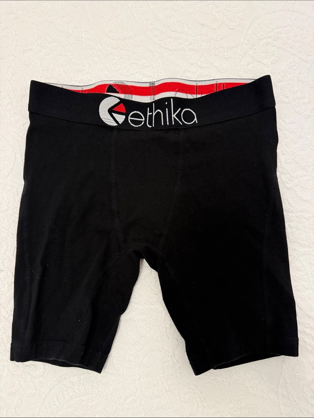 ethika Black Boxer Briefs with Red Waistband Accent